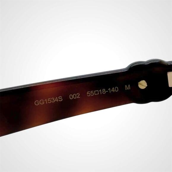 NEW GUCCI Sunglasses Brown 55-18-140 New Rectangle Havana Tortoise Gold GG Metal main image 5